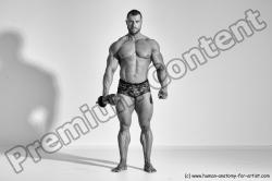 Underwear Man White Moving poses Muscular Short Brown Dynamic poses Academic